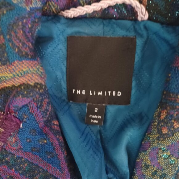 The Limited Paisley Tapestry Wool Blazer Jacket Sz2 Fringe Y2K Grunge Fairy - Picture 2 of 7